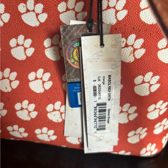Dooney & Bourke Orange Paw Print Tote - Picture 2 of 4